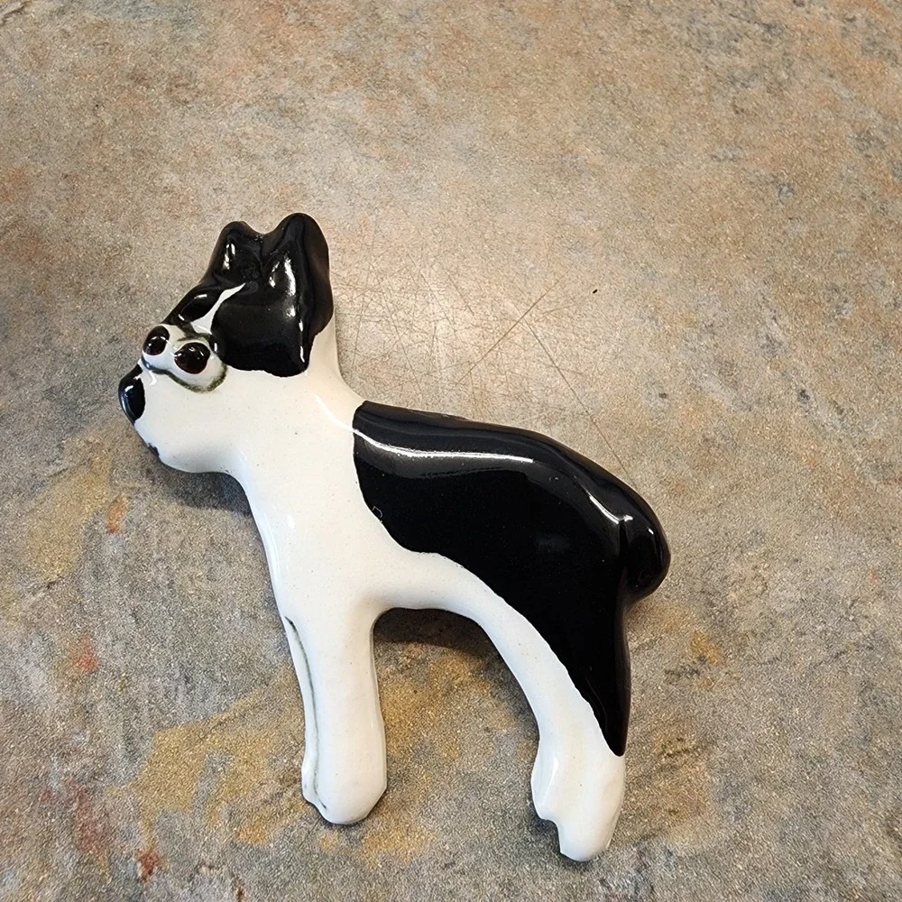 BOSTON TERRIER - hat pin , lapel pin , tie tac , hatpin Ceramic, Hand Painted